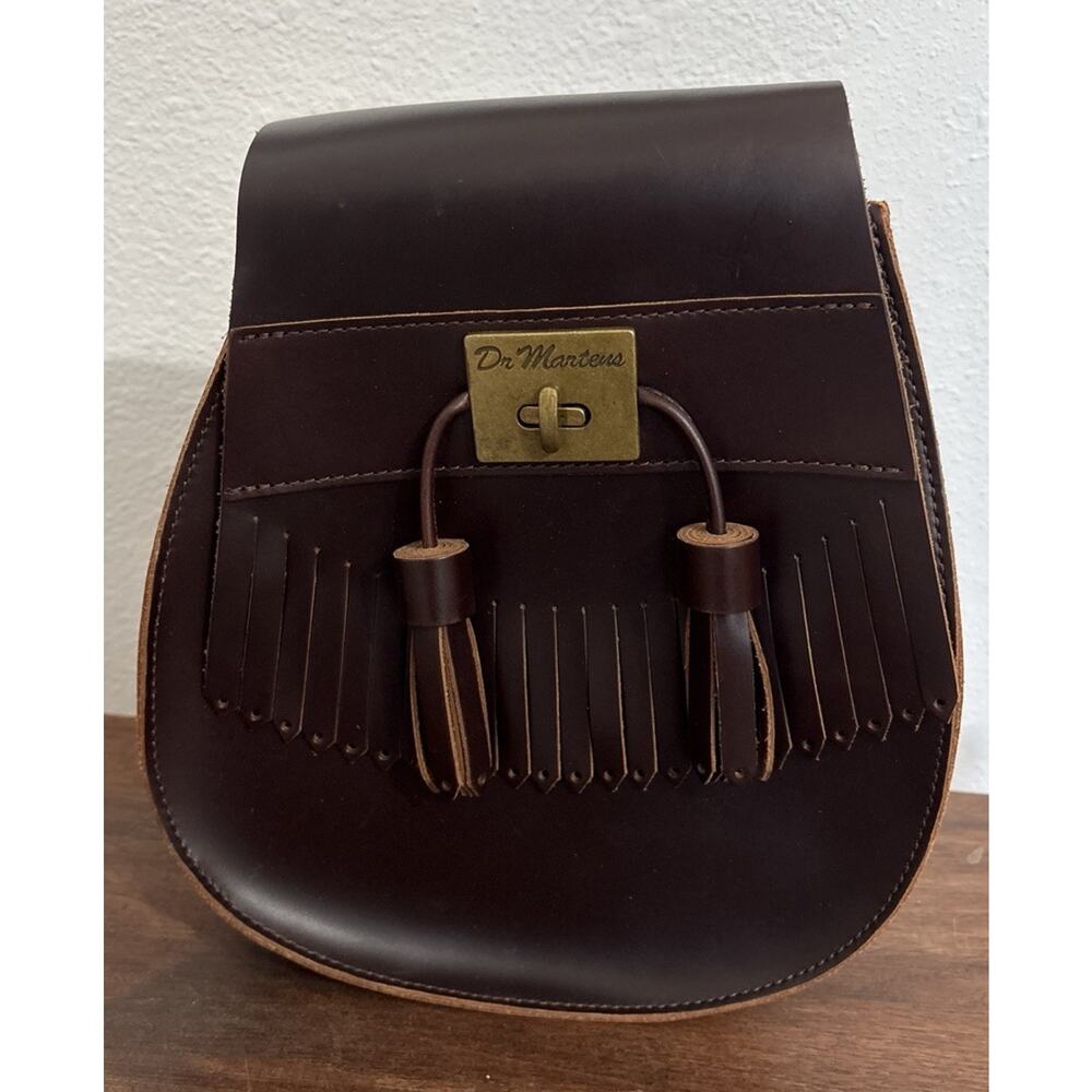 Vintage Dr Martens Brown Leather Handbag Crossbody Saddle Purse Western Tassel